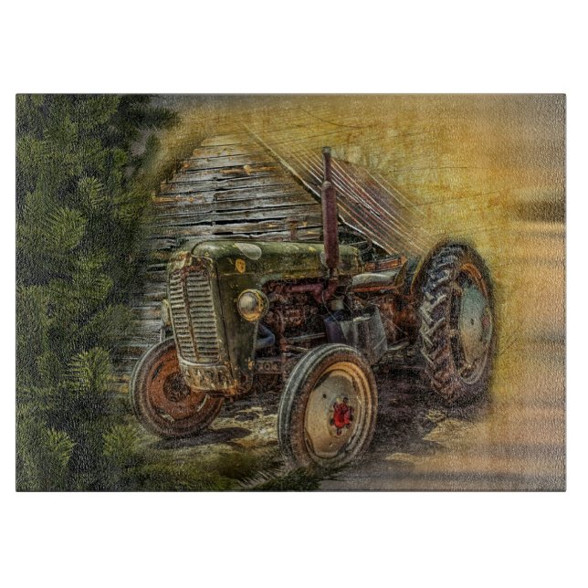 Planche À Découper Vintage Green Tractor Rustic (Devant)