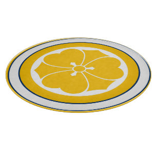 Planche À Découper Vintage jaune bleu Sakai Japon Mon Oriental Crest