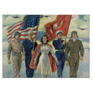 Planche À Découper Vintage Patriotique, Fiers Héros du personnel mili
