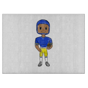 Planche À Découper vintage retro joueur de football bleu jaune simple