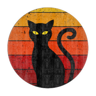 Planche À Découper Vintage Retro Sunset Halloween Black Cat I