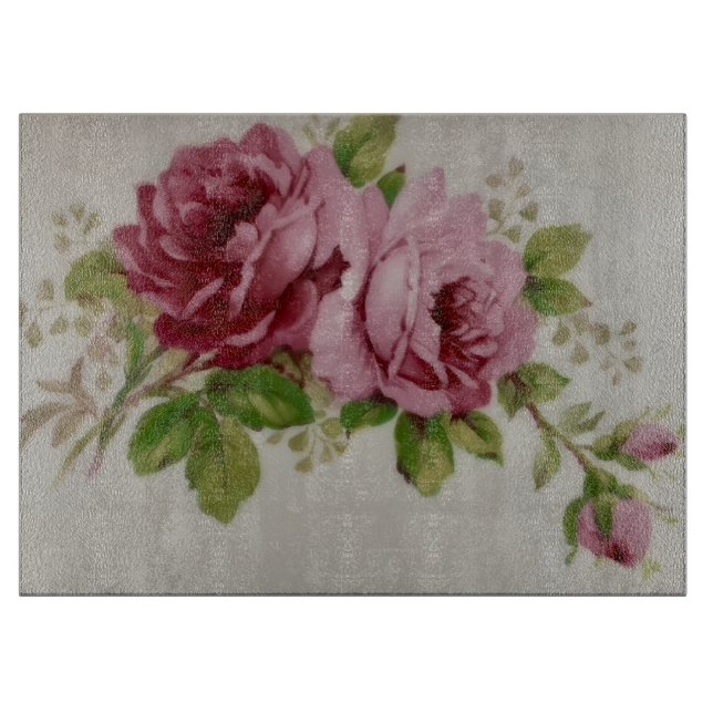 Planche À Découper Vintage Rose Elegance  (Devant)