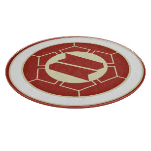 Planche À Découper Vintage rouge beige Japon Hattori Kamon Oriental