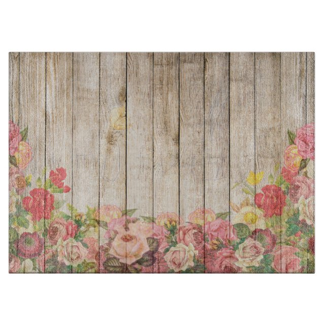 Planche À Découper Vintage Russe Romantique Rose Bois (Devant)