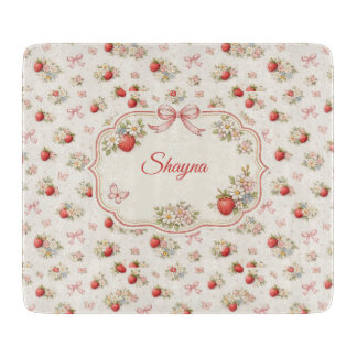 Planche À Découper Vintage Strawberry Floral Seamless cottagecore
