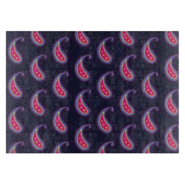 Planche À Découper Violet et Rose Paisley (Devant)