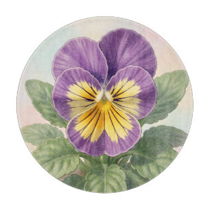 Planche À Découper Violet Jaune Vibrant Fleur de Pensée Botanique