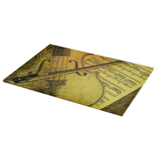 Planche à découper violon vintage et partition