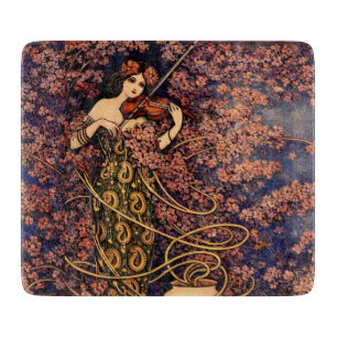 Planche À Découper Violoniste Art Nouveau dans les fleurs – Floral vi