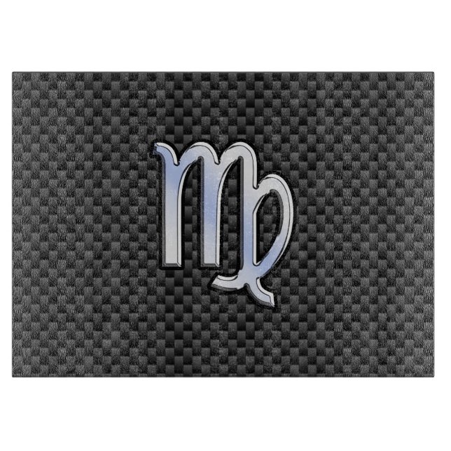 Planche À Découper Virgo Zodiac Sign on Charcoal Carbon Fiber Style (Devant)