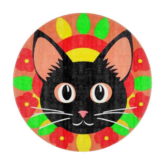 Planche À Découper Visage de Chat Mignon Illustration Vibrante (Devant)