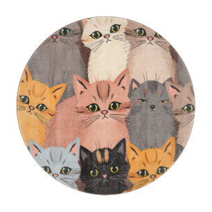 Planche À Découper Visages de Chat Mignons Motif Illustré