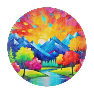 Planche À Découper Vision de vallée vibrante peinture