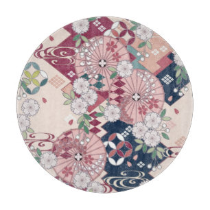 Planche À Découper Vitrail japonais floral traditionnel Sakura rose