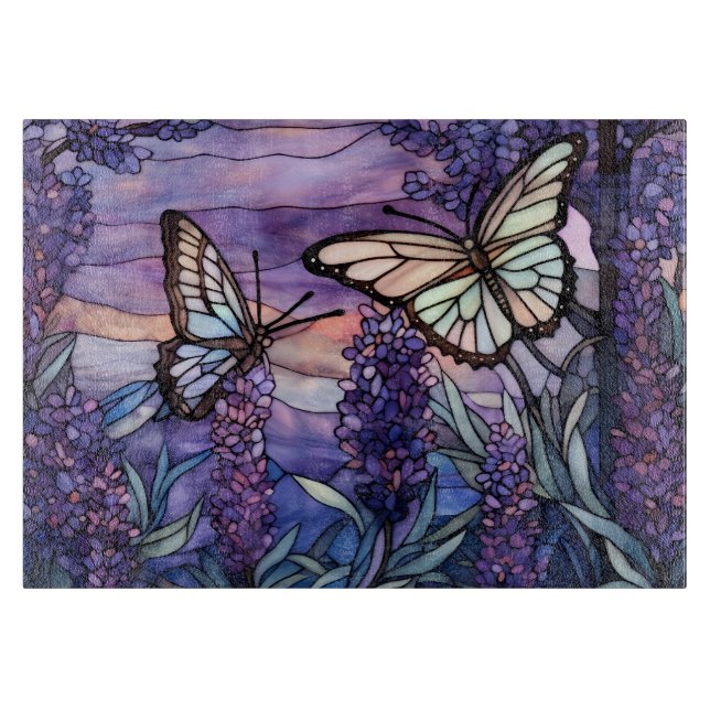 Planche À Découper Vitrail Printemps et Papillons (Devant)