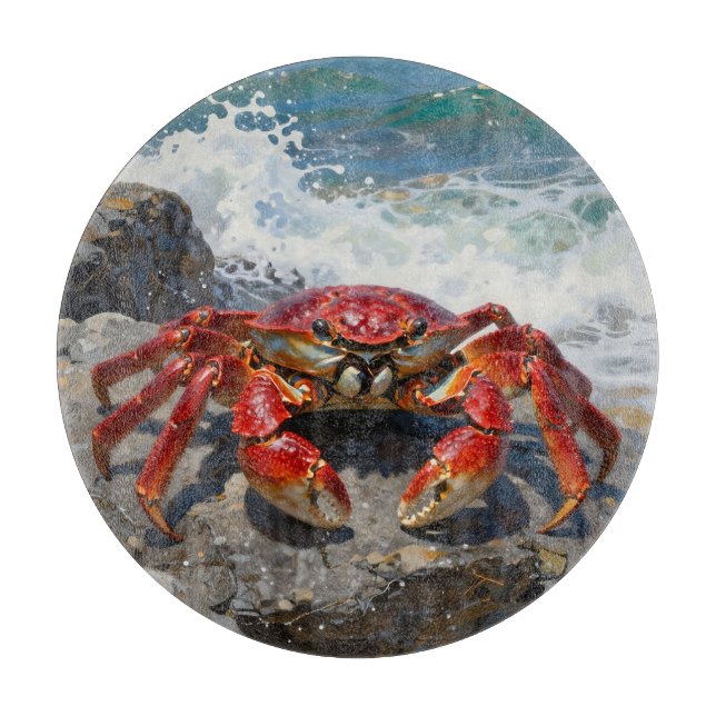 Planche À Découper Vives Vagues de Crabe Rouge (Devant)