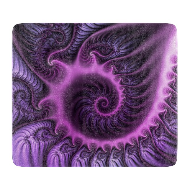 Planche À Découper Vivid Cool Abstrait rose violet Fractal Art Spiral (Devant)