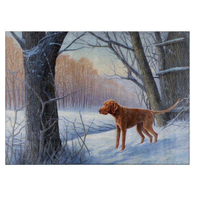 Planche À Découper Vizla Laissez tomber la neige de Noël (Devant)