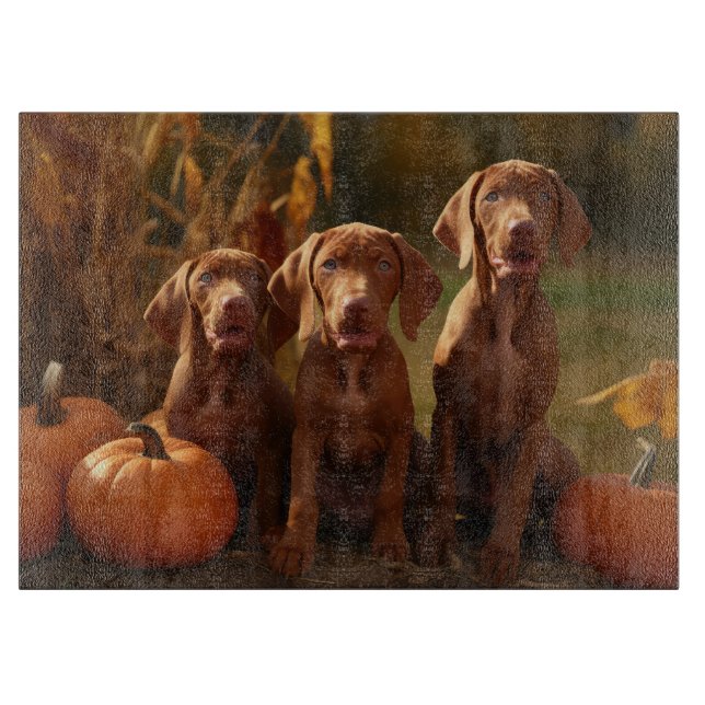 Planche À Découper Vizsla chiot Automne Délice Citrouille (Devant)