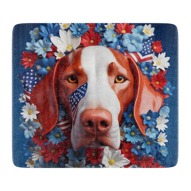 Planche À Découper Vizsla patriotique 3D (Devant)