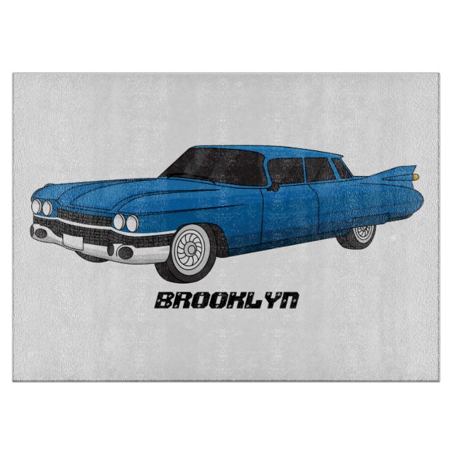 Planche À Découper Voiture classique bleu cool 1959  (Devant)