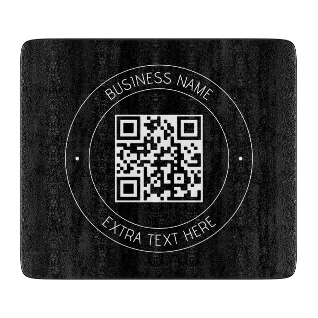 Planche À Découper Votre code QR & Texte modifiable | Noir & Blanc (Devant)