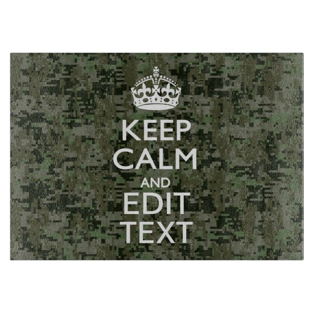 Planche À Découper Votre texte Camouflage numérique Vert olive Conser (Devant)