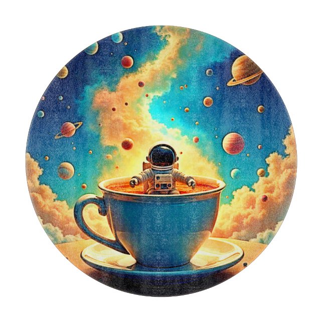 Planche À Découper Voyage cosmique du café de l'astronaute (Devant)