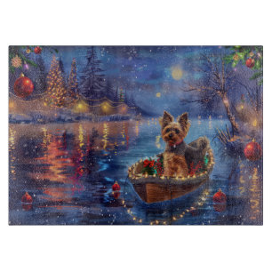 Planche À Découper Voyage de fête de Noël du Biewer Terrier