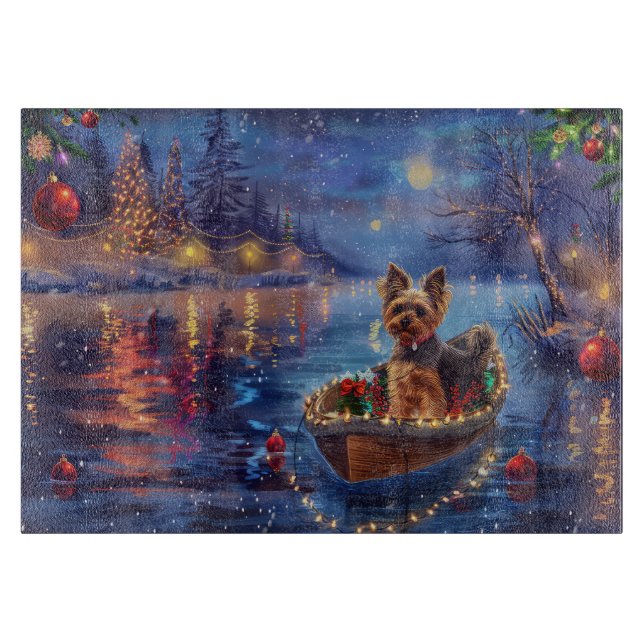Planche À Découper Voyage de fête de Noël du Biewer Terrier (Devant)