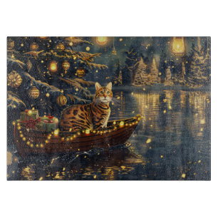 Planche À Découper Voyage de fête de Noël du chat du Bengale
