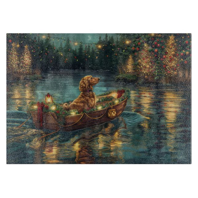 Planche À Découper Voyage de fête de Noël du lévrier afghan (Devant)