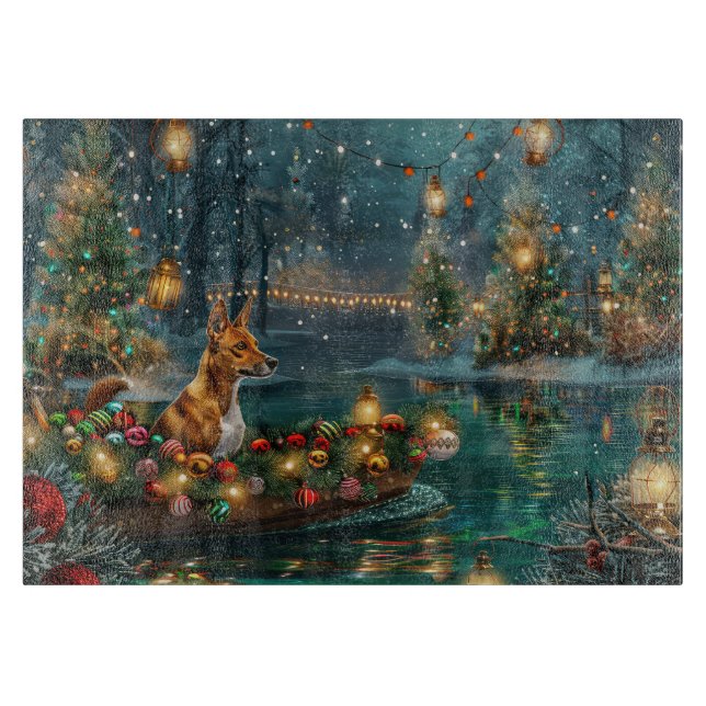 Planche À Découper Voyage de Noël de Basenji (Devant)