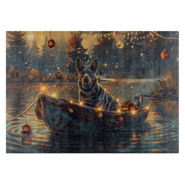 Planche À Découper Voyage de Noël festif Blue Heeler (Devant)