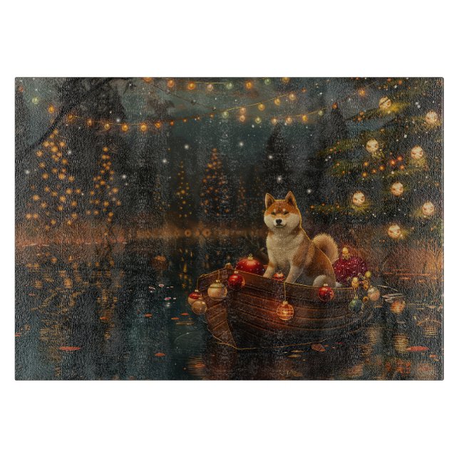 Planche À Découper Voyage de Noël Festif d'Akita (Devant)