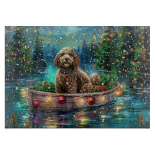 Planche À Découper Voyage de Noël festif du Cockapoo