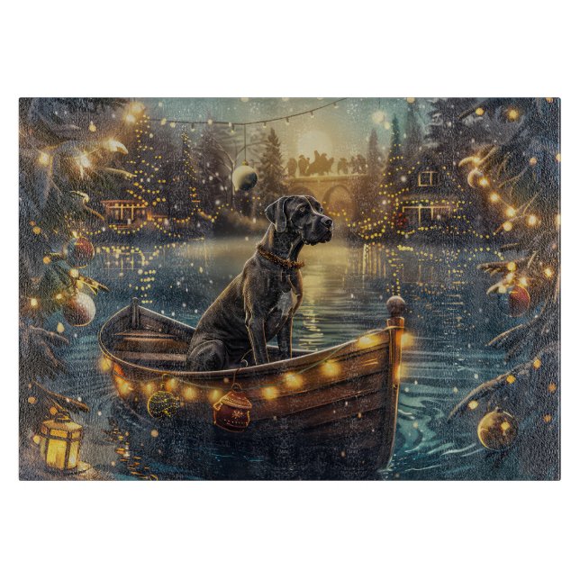 Planche À Découper Voyage de Noël festif du Grand Danois (Devant)