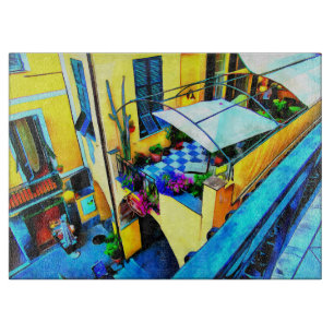 Planche À Découper Vue matinale depuis un balcon des Cinque Terre