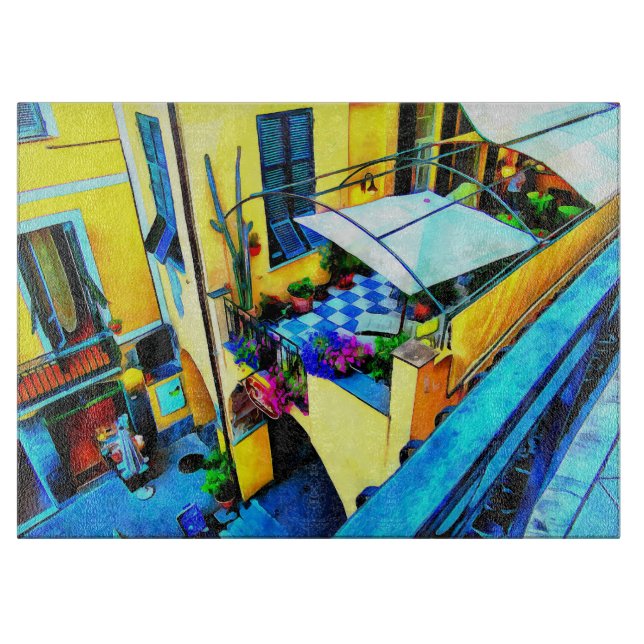 Planche À Découper Vue matinale depuis un balcon des Cinque Terre (Devant)