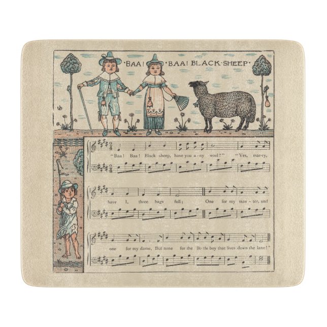 Planche À Découper Walter Crane Baa Baa Mouton Noir Comptine (Devant)