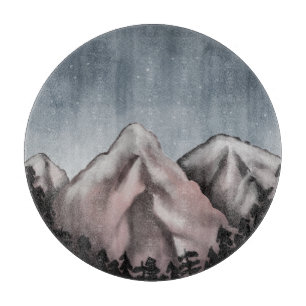 Planche À Découper Watercolor landscape round 