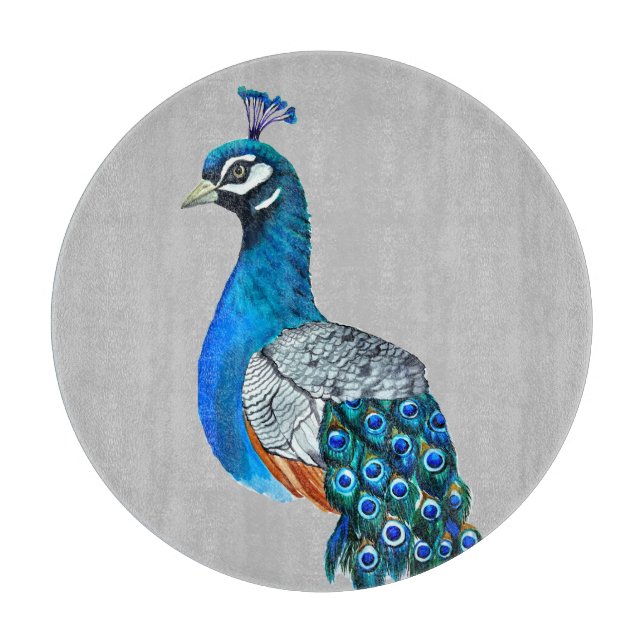 Planche À Découper Watercolor peacock (Devant)