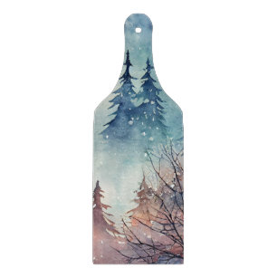 Planche À Découper Watercolor Winter Art Cutting Board