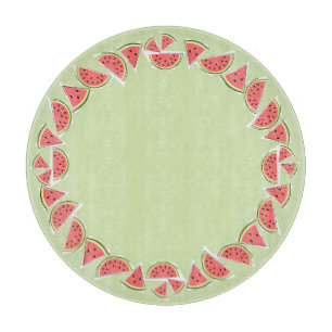 Planche À Découper Watermelon Green Pieces bordure ronde