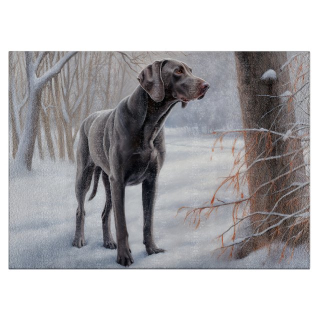Planche À Découper Weimaraner Qu'il neige Noël (Devant)