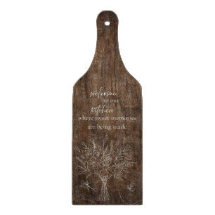 Planche À Découper Welcome to Our Kitchen Rustic Wood Cutting Board