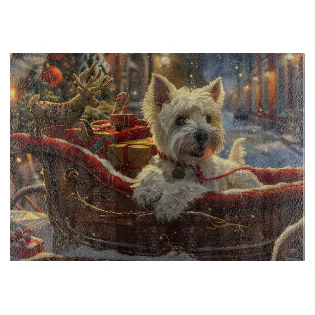 Planche À Découper West Highland White Terrier Chien Festif de Noël (Devant)