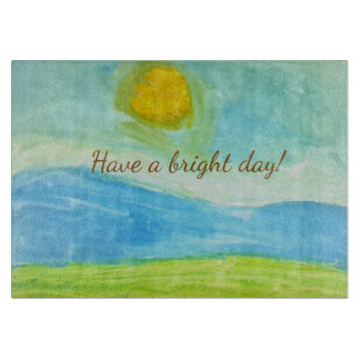 Planche À Découper Whimsical Sun Watercolor "Have a Bright Day"