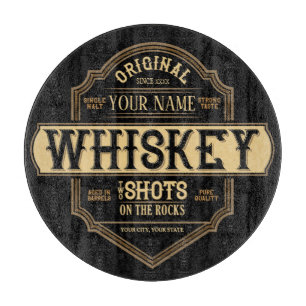Planche À Découper Whiskey personnalisé sur le Rocks Liquor Étiquette