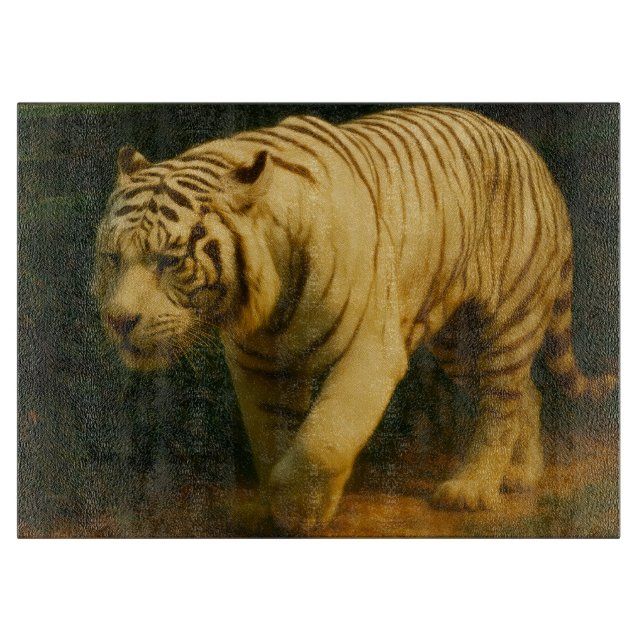 Planche À Découper White Tiger Majesty - Stylisé Art de la faune (Devant)